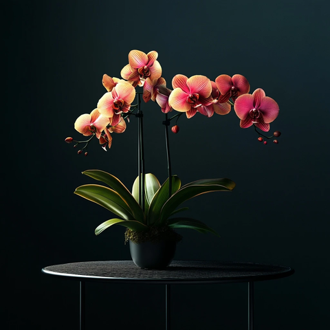 绽放兰花金属桌台静物