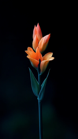 黑暗角落的橙色花朵