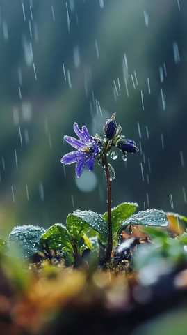 春雨轻落绿草坪