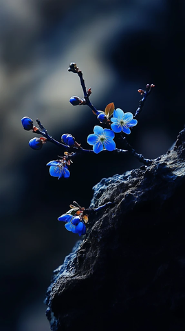 岩缝蓝梅绽放