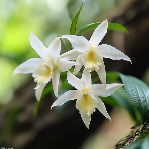 白色兰花与黄色花蕊