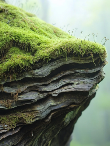 古老树皮纹理与苔藓细节