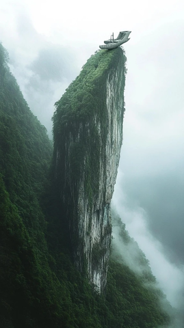 巨石峡谷海洋雾气景观