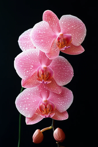 粉色兰花与露珠