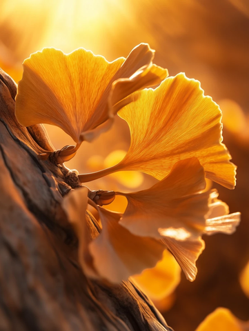 银杏叶暖阳特写
