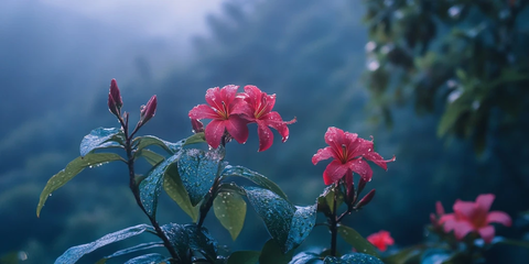 金属氧化花朵晨光森林