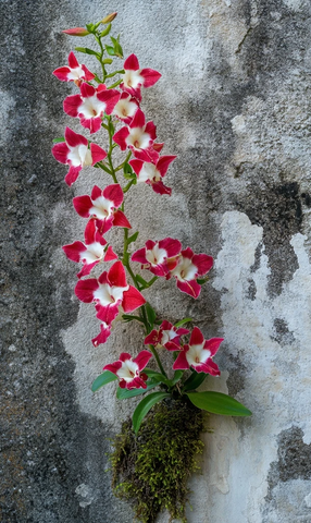 孤独石斛兰墙缝生长