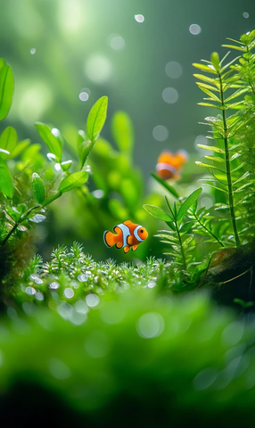 水草摇曳小丑鱼戏水