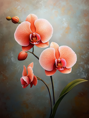 渐变兰花油画细节纹理