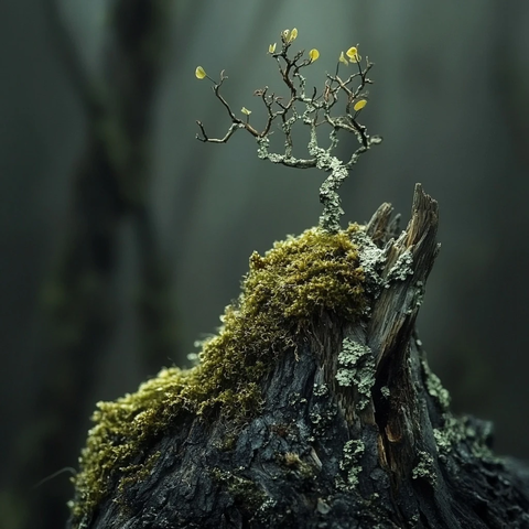 苔藓覆盖枯树新生命