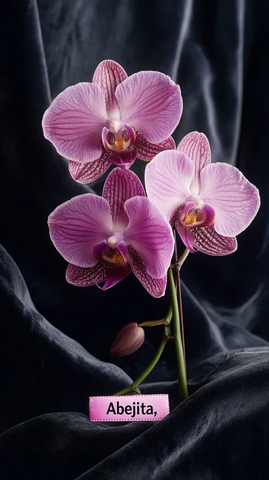 黑绒背景粉紫兰花图