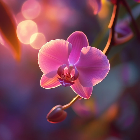 心形兰花粉紫色调摄影