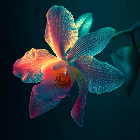 荧光蓝粉兰花特写