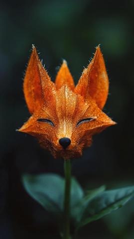 狐狸头形花朵特写