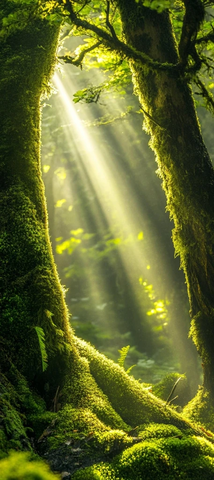苔藓树干光影森林