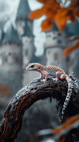 守卫宝珠的豹纹蜥蜴