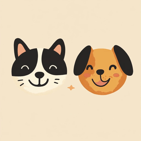 猫狗简约表情特写