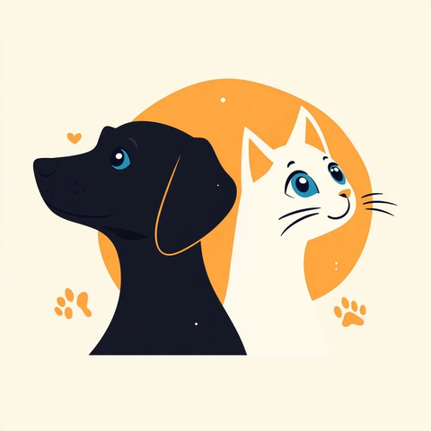 拉布拉多猫侧面轮廓宠物标志