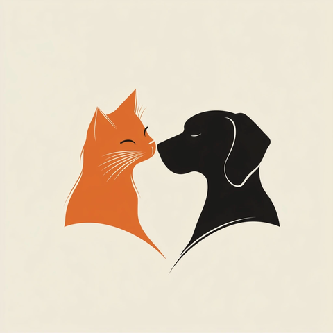 猫狗友谊矢量标志