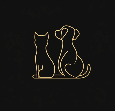 猫狗并肩坐矢量