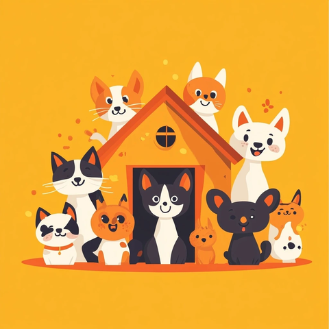 动物收容所标志贴纸