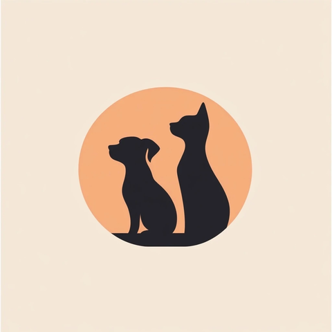 和谐狗猫印度风格宠物标志