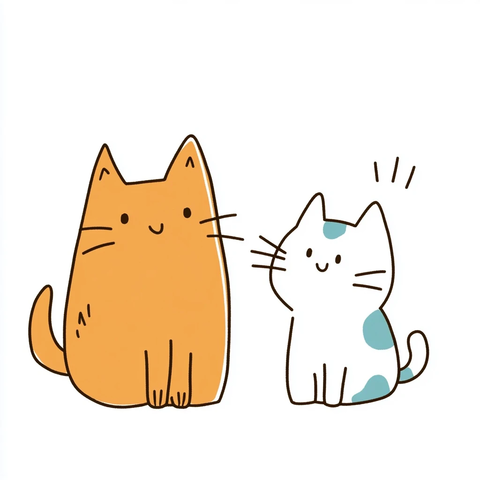 两只猫和一只狗的卡通插画