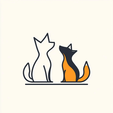 两只宠物狗与狐狸猫轮廓