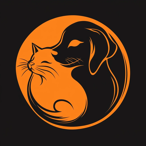 狗猫阴阳造型动物标志