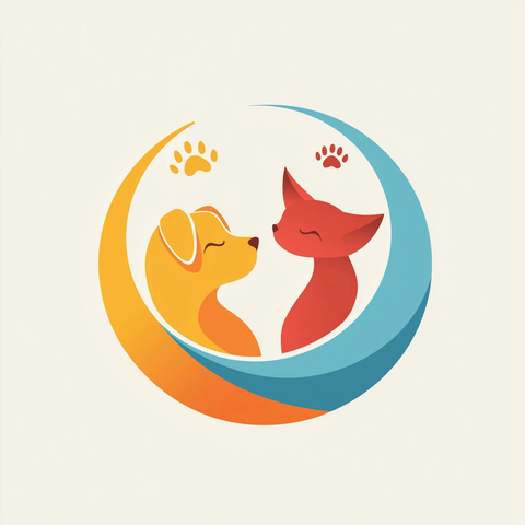 黄金猎犬与暹罗猫和谐圆环