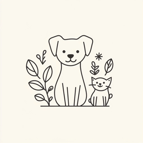 宠物小店简约线条画