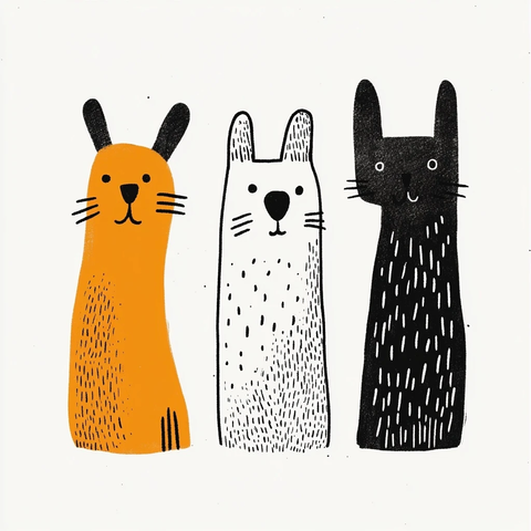 三只无毛耳狗和形头猫