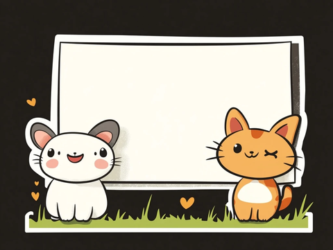 卡通狗猫举空白横幅