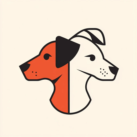 男女狗狗扁平几何图形