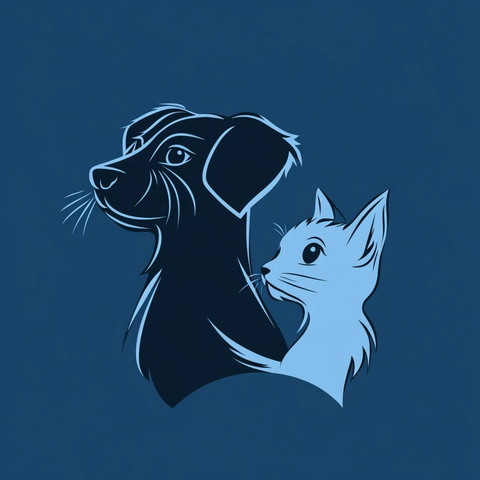 宠物店蓝色背景猫狗图案