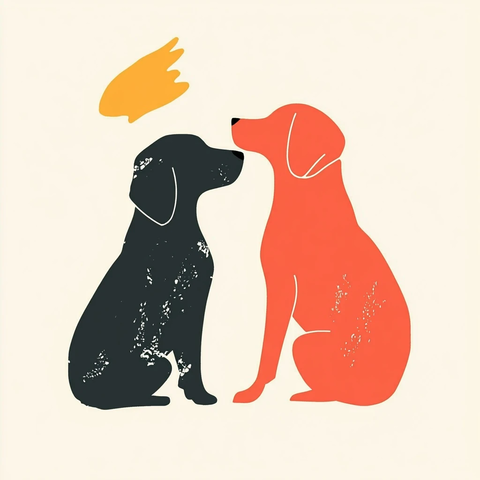宠物店狗狗剪影插画