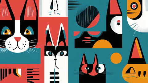 宠物插画与抽象爪印设计