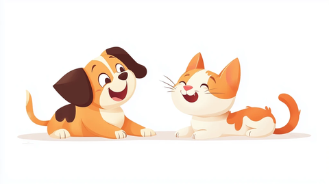 狗狗猫咪玩耍互动场景