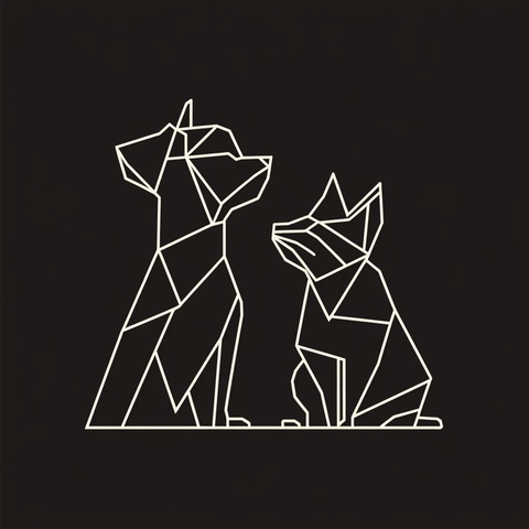 简约线条狗猫友好