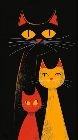 猫与家人彩色插画系列