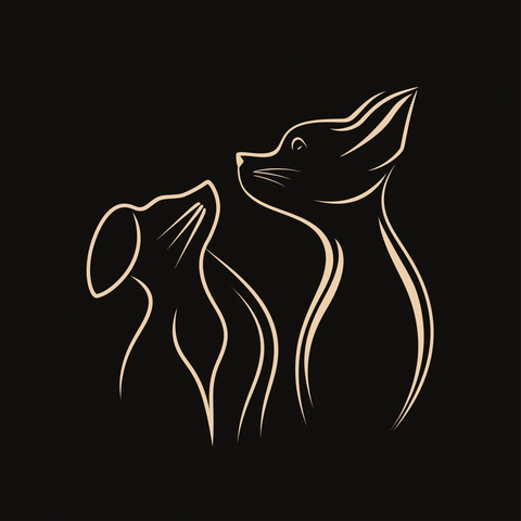 猫狗对视友好插画