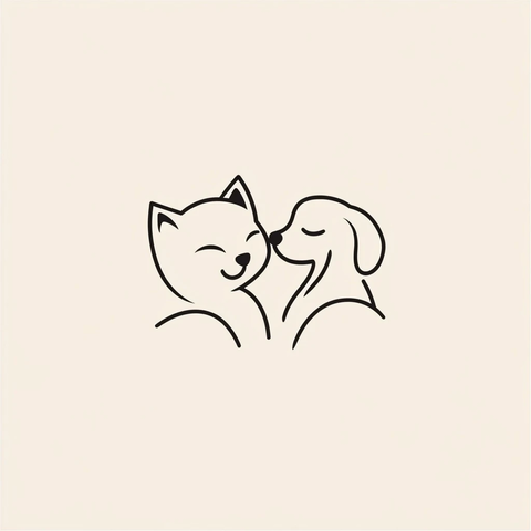 猫狗和谐共处简约标志