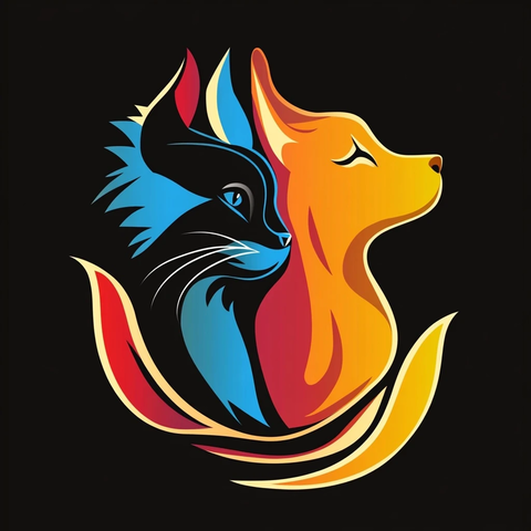 猫狗宠物店圆形标志