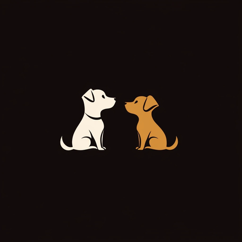 双狗剪影家庭聊天图标