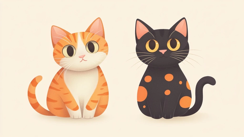 白肚橙猫与黑橙斑猫坐垫心形尾