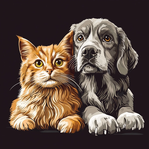 猫狗毛绒爪矢量插画