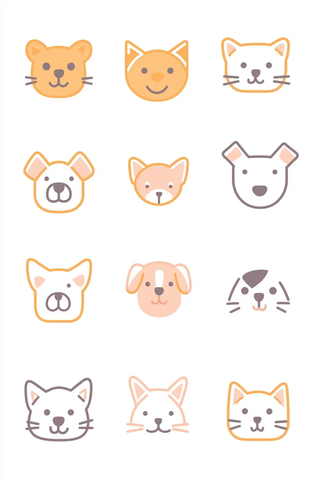 宠物狗猫矢量图标