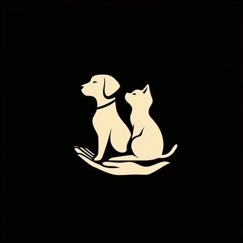 狗猫背靠背手呵护