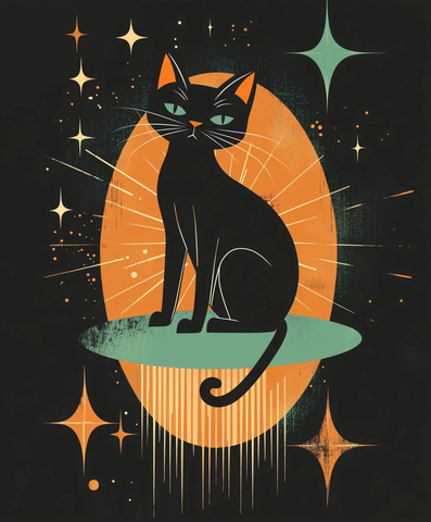 黑猫长尾坐台星几何形