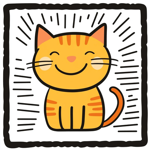 满意猫图标黑白线条风格